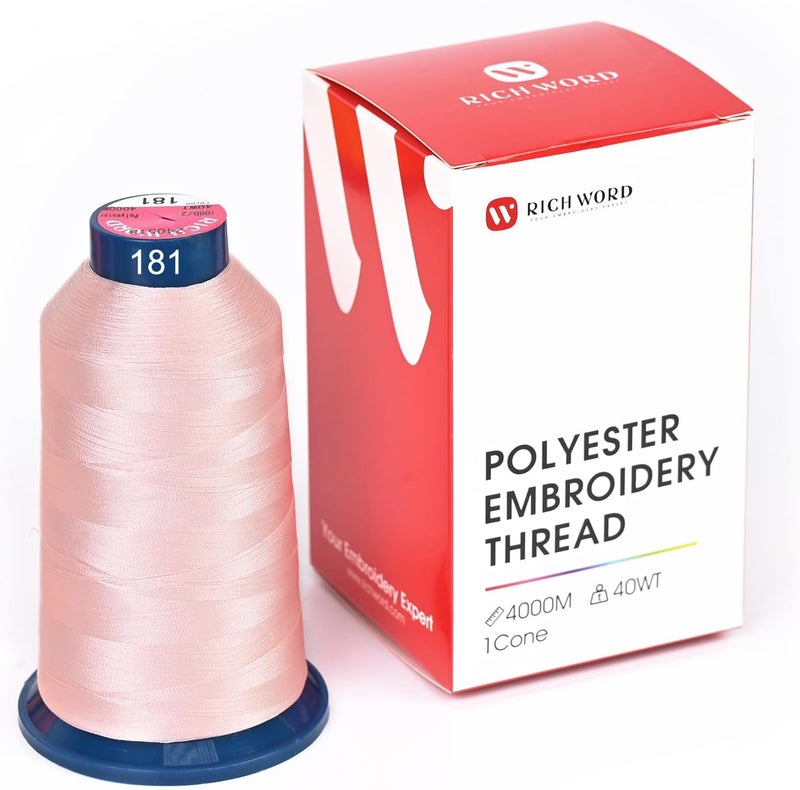 Poolin Richword Selected Pink Embroidery Thread 4000M(4374Y) 40WT Polyester Thread 100 Colors Selected for Commercial Multi Needles and Single Needle Embroidery Machine 0181 - Image 1